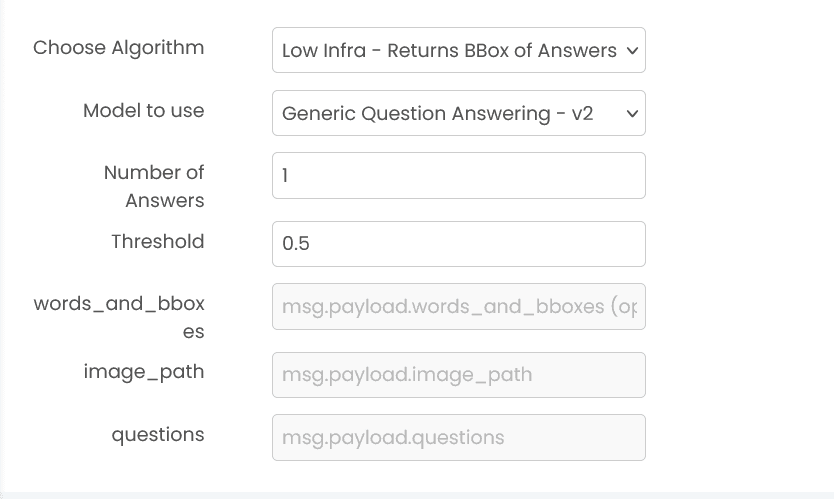 Document Question Answering configuration that returns answers with bounding boxes