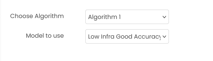 Image Classifier configuration showing model selection