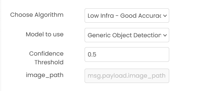 Object Detector configuration showing threshold settings
