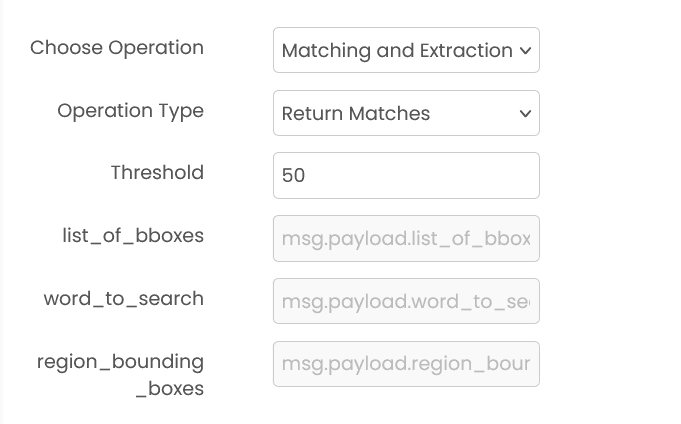 OCR Utils configuration showing operation options for processing OCR data