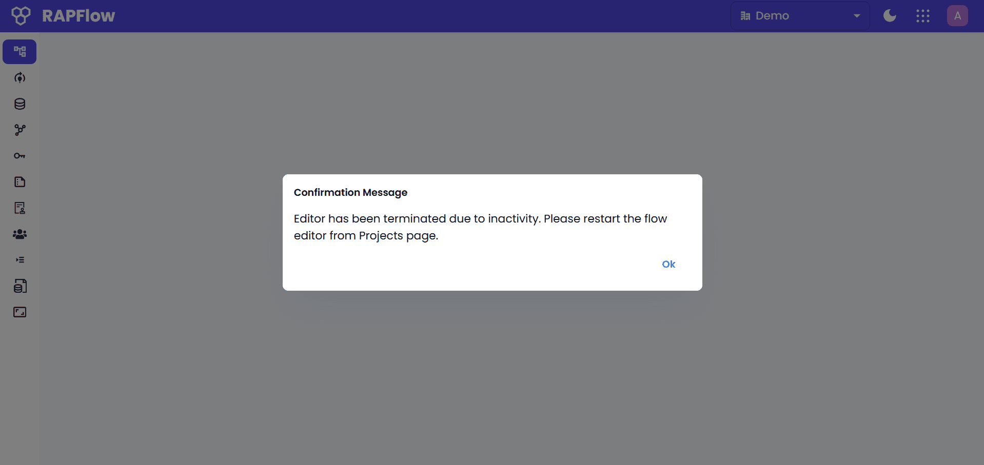 Flow Editor Termination Message