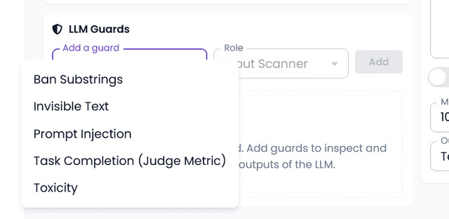 List of available LLM Guards including Input Scanner and Output Scanner