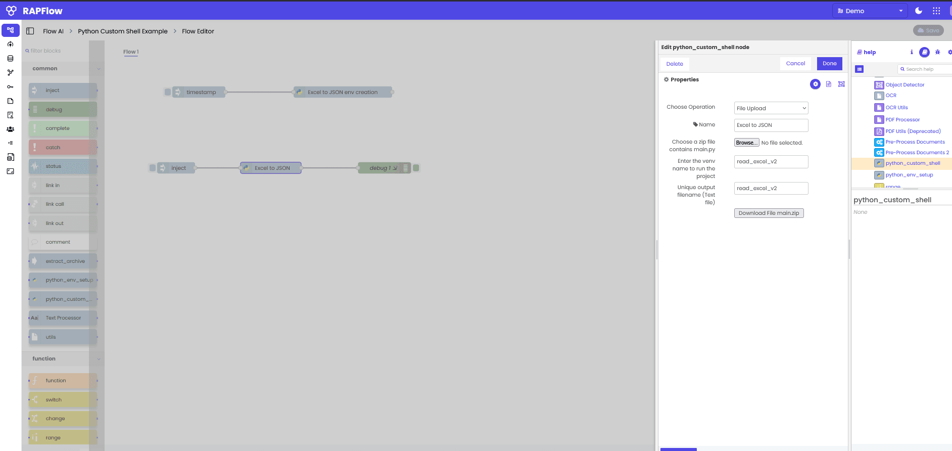 Python Custom Shell Block Configuration