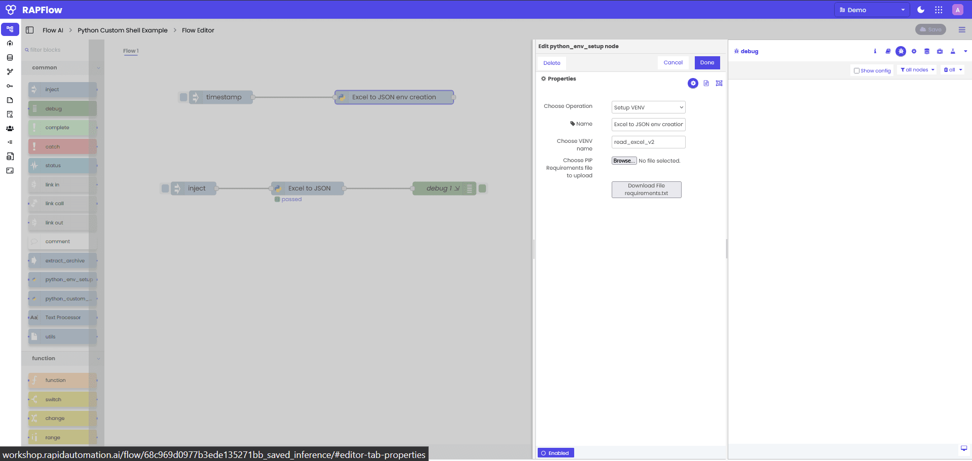 Python Environment Setup Block Configuration