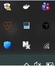 Windows system tray showing RAPBot Agent honeycomb icon among background apps