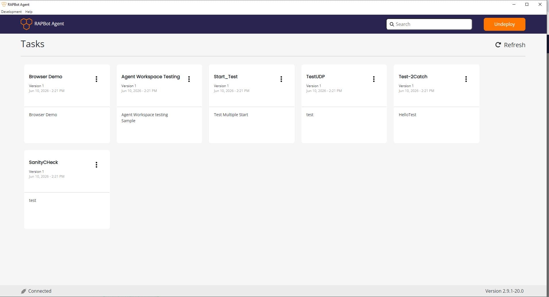 Multiple task unattended agent showing several task cards