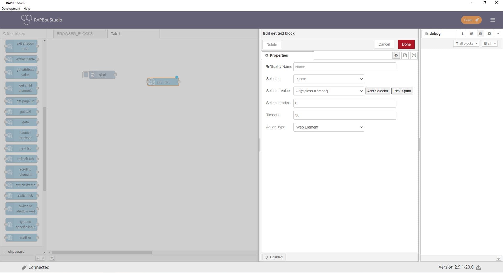 Bot Studio get text block configuration