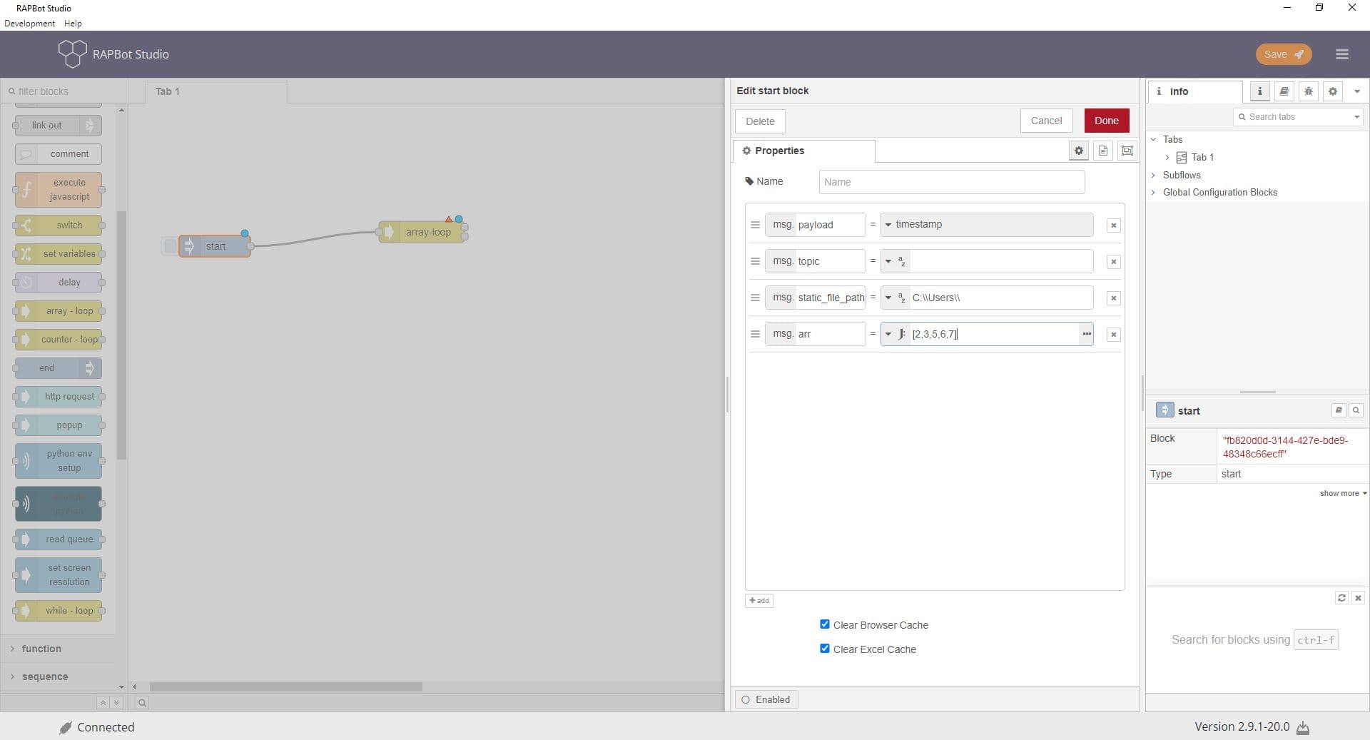Array loop block Key and Array configuration