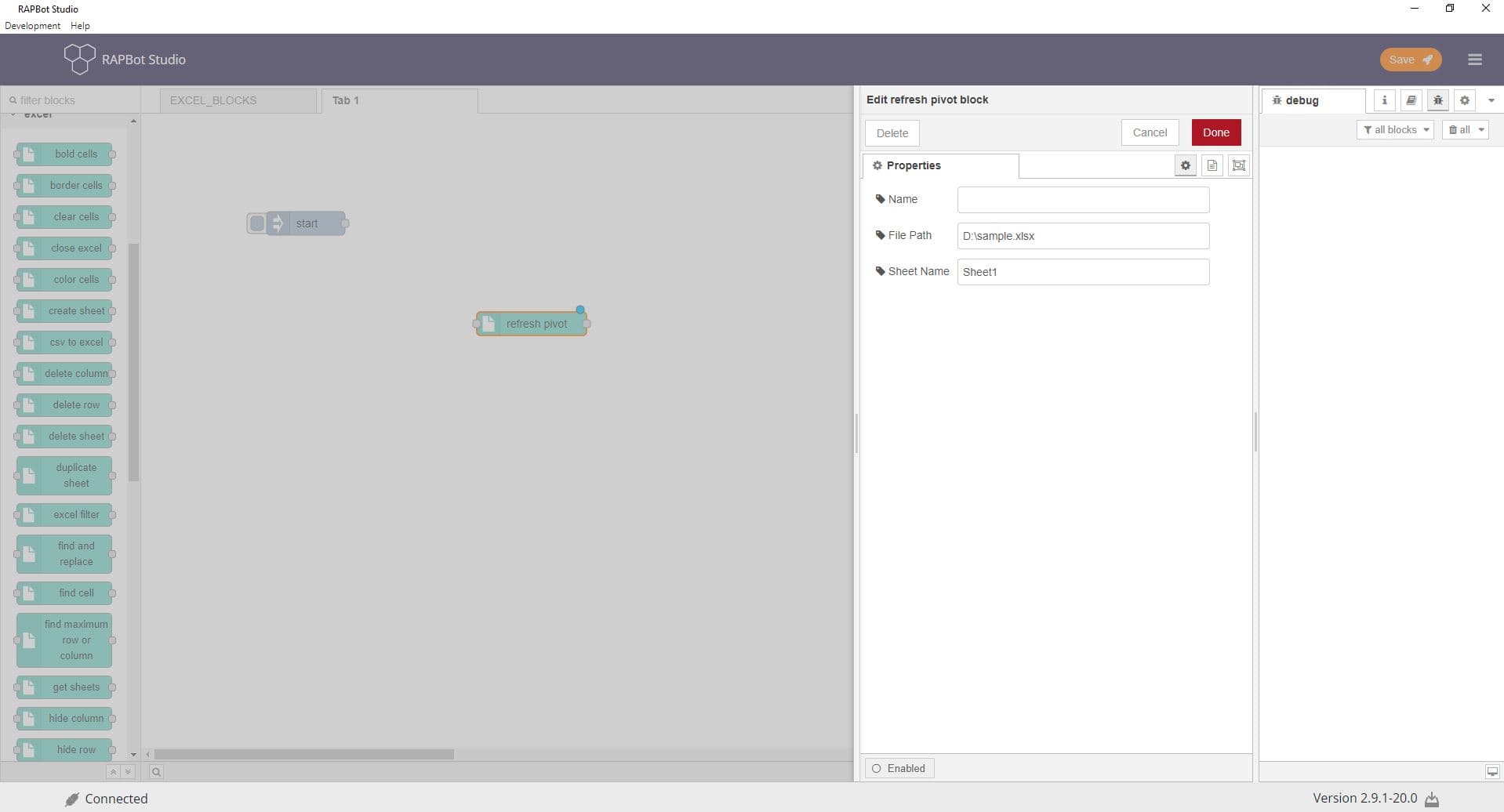 Bot Studio refresh pivot block configuration