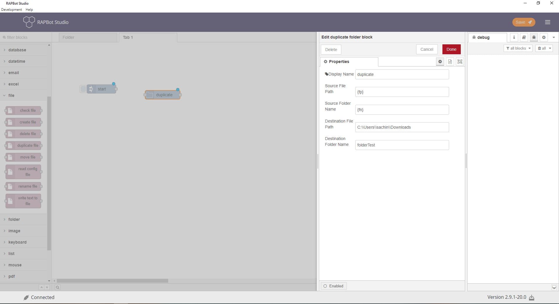 Bot Studio duplicate folder block configuration