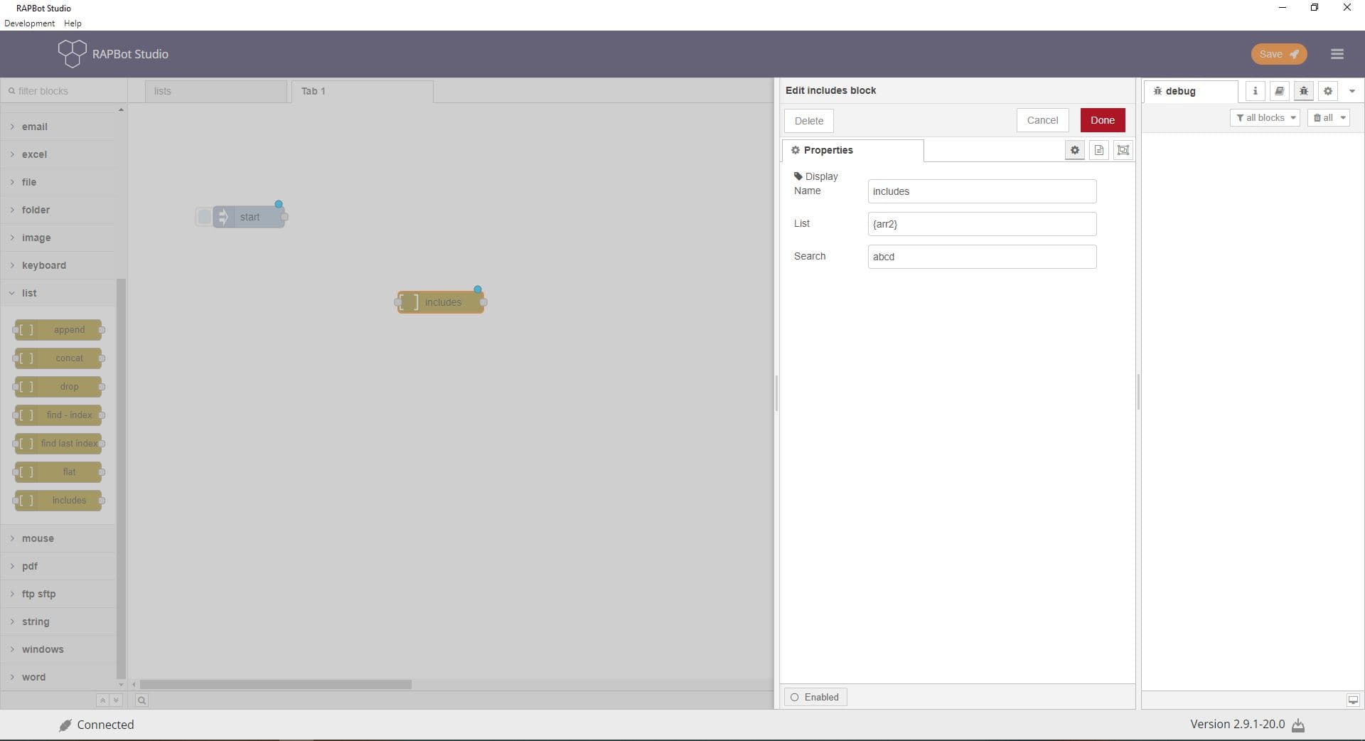 Bot Studio includes block configuration