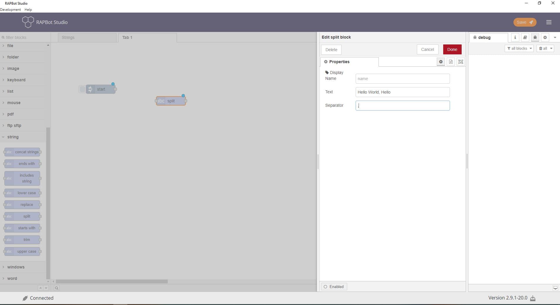 Bot Studio split block configuration