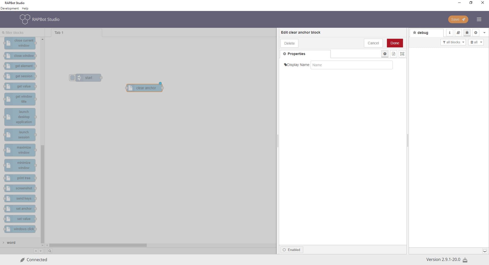 Bot Studio clear anchor block configuration