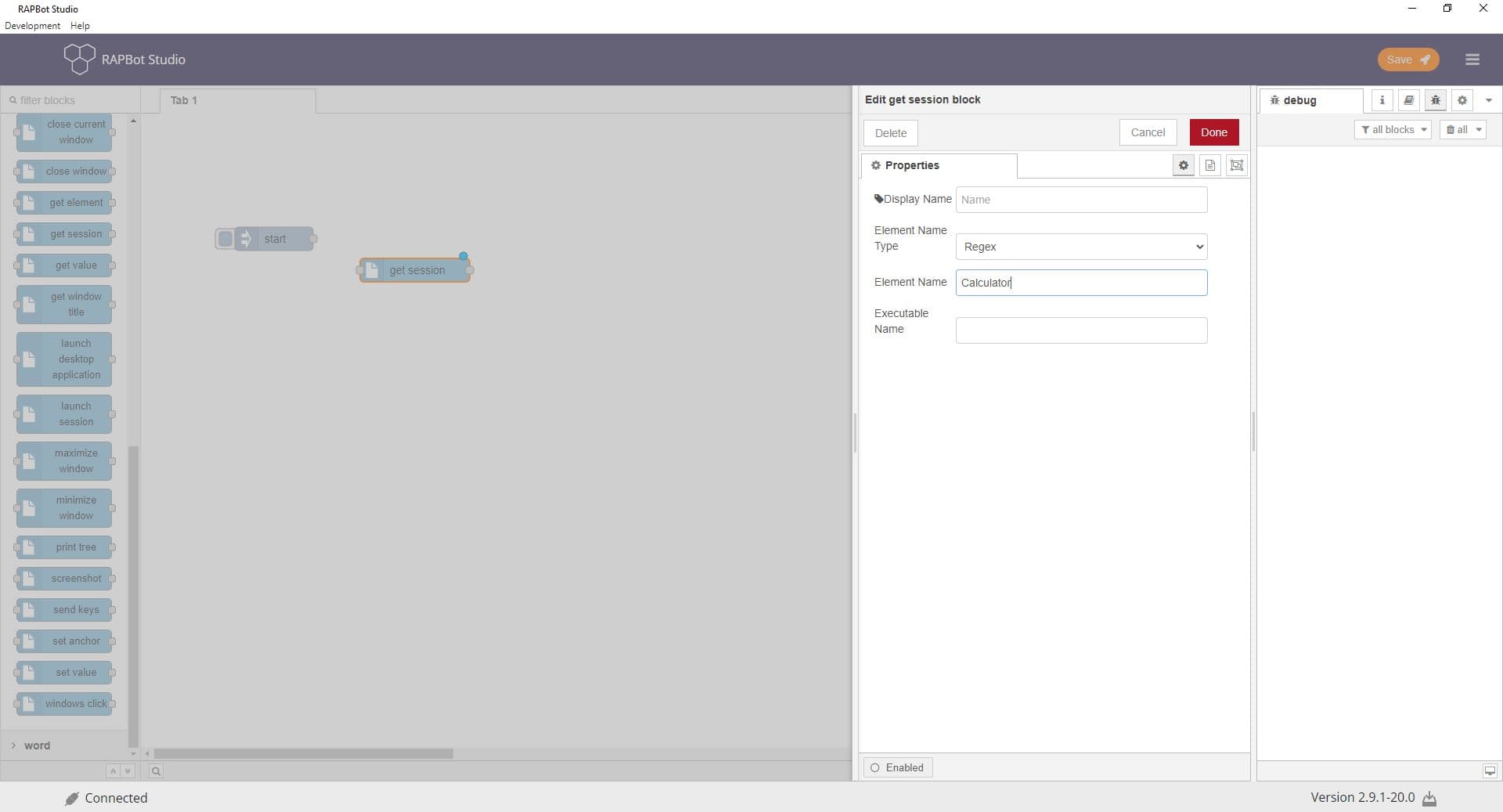 Bot Studio get session block configuration