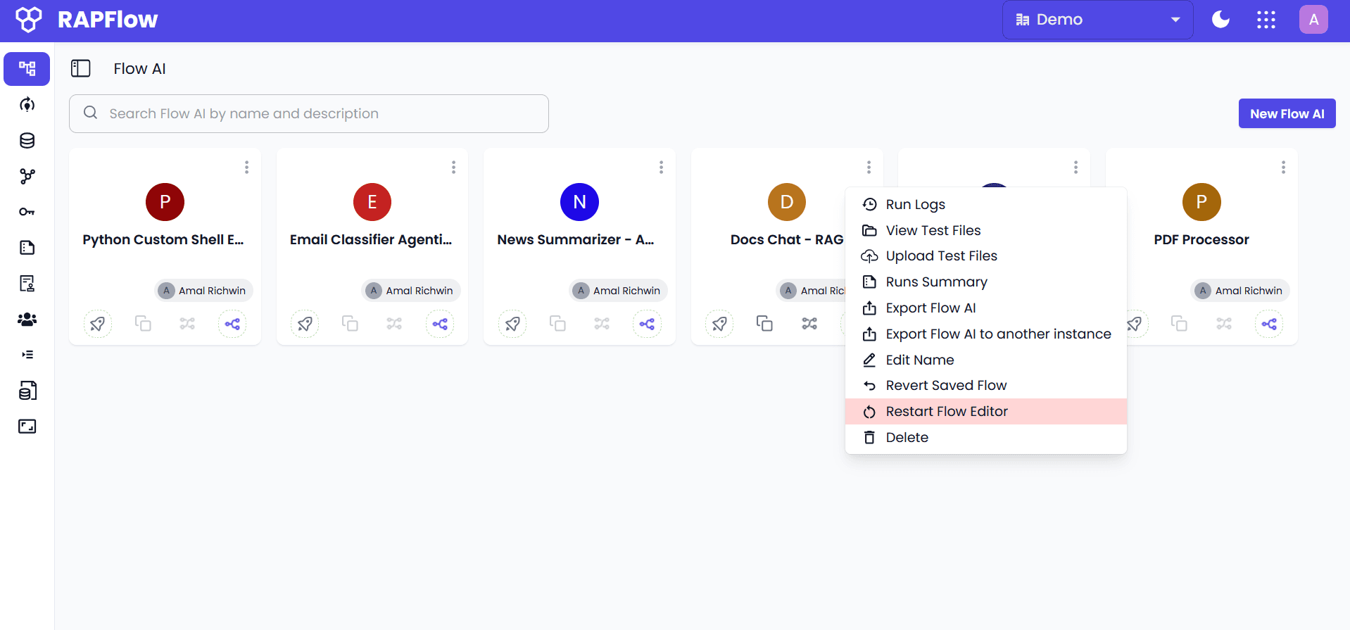 Restart Flow Editor Option