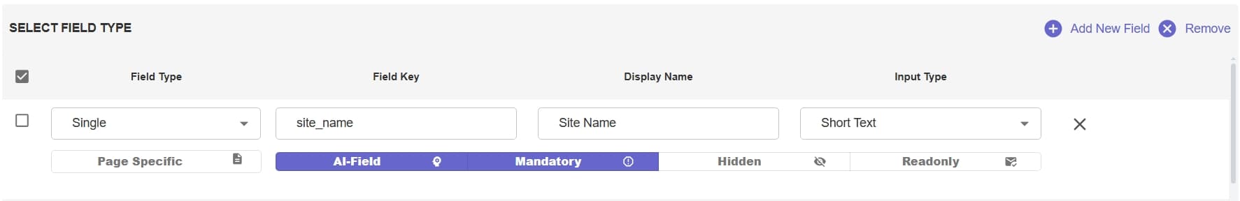Document Configuration Page