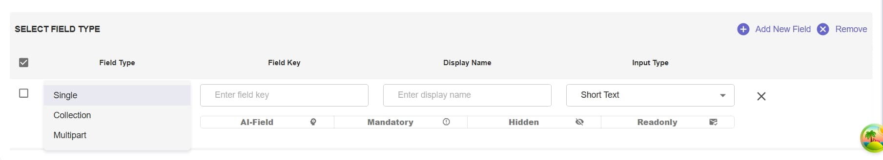 Document Configuration Page